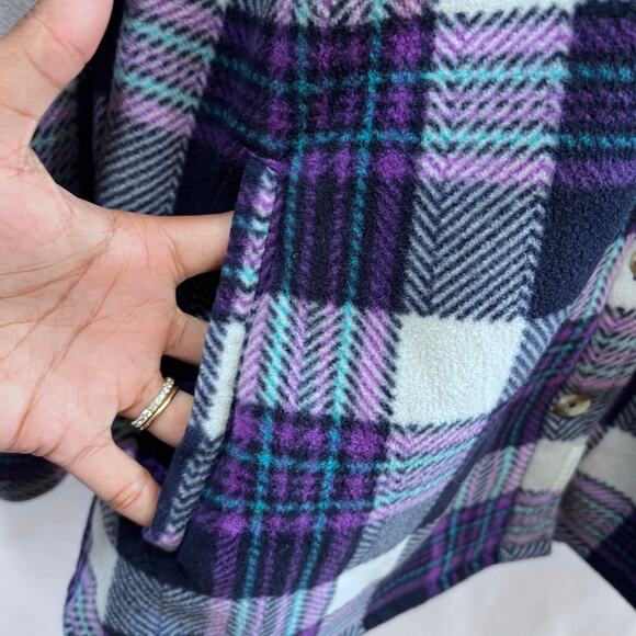 Women's Soho Plaid Button-Up Fleece Shirt Sweater Size Small - Picture 6 of 7
